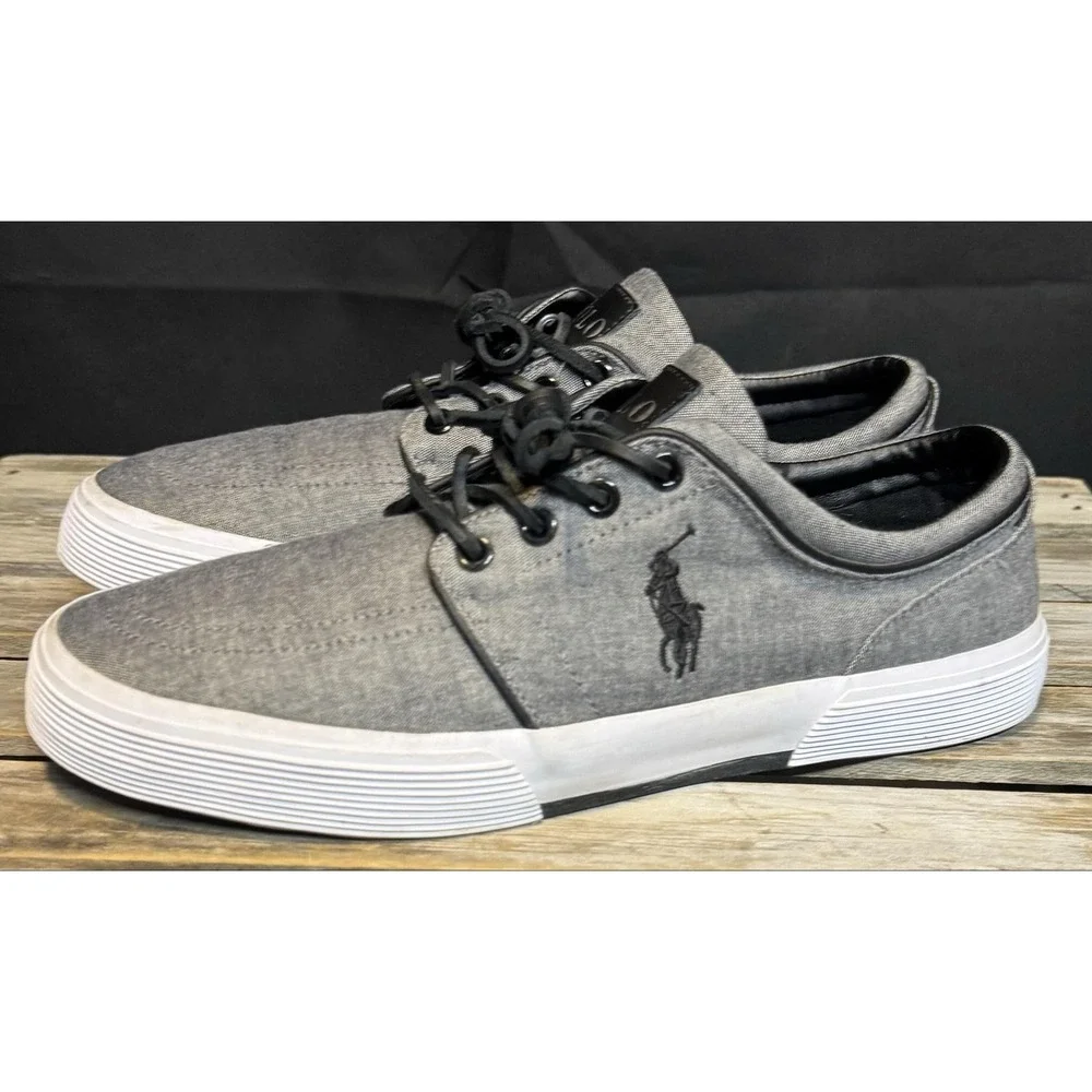 Polo Ralph Lauren Shoes Mens Size 9.5 Gray Chambray Faxon Low Casual Sneakers